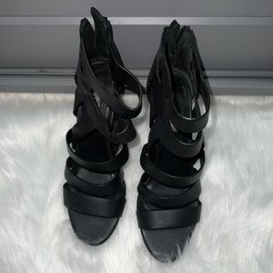 BCBG black wedges